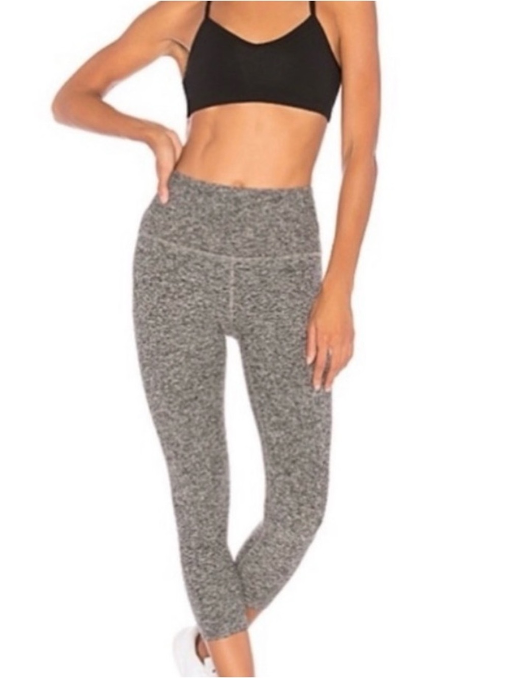 Beyond Yoga At Your Leisure Spacedye V-Waist Leggings in Heather Gray